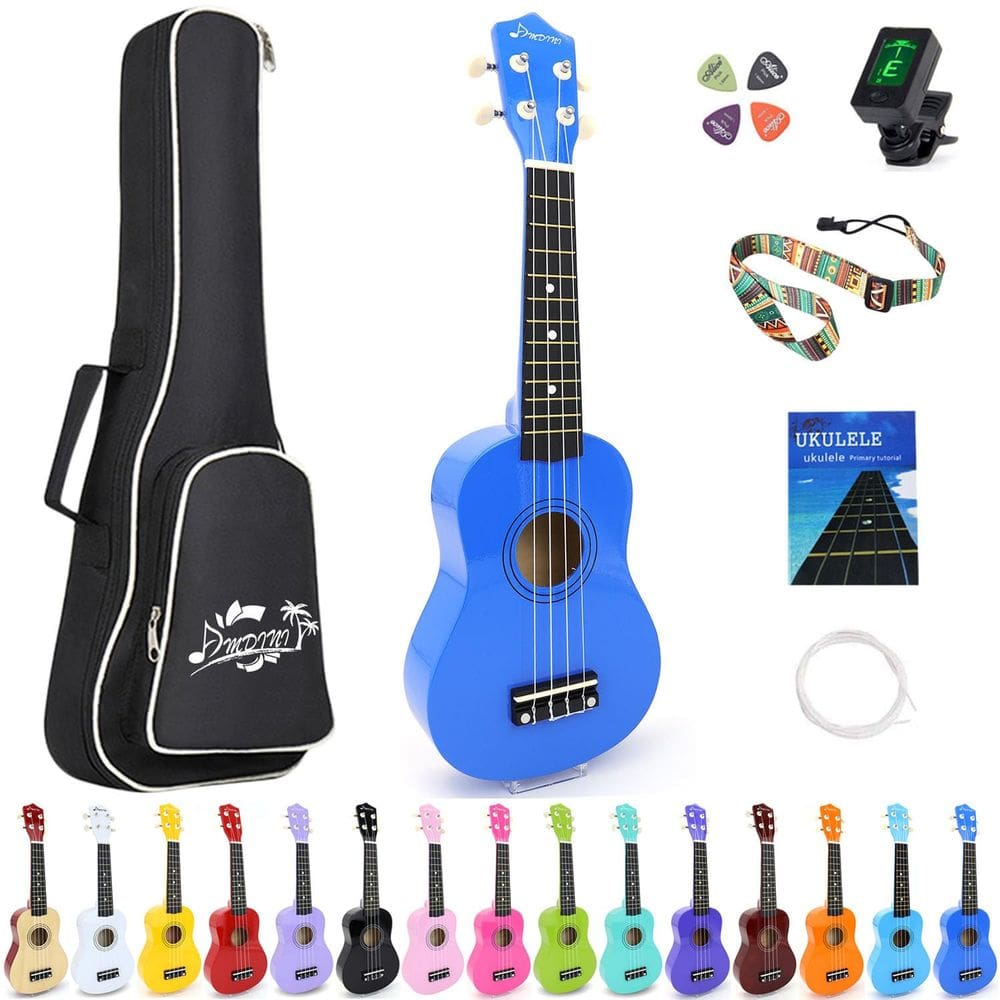 Ukulele Amdini Soprano Acústico Basswood de 21 polegadas com acesso.