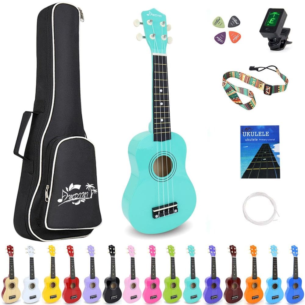 Ukulele Amdini Soprano Acústico Basswood de 21 polegadas com acesso.