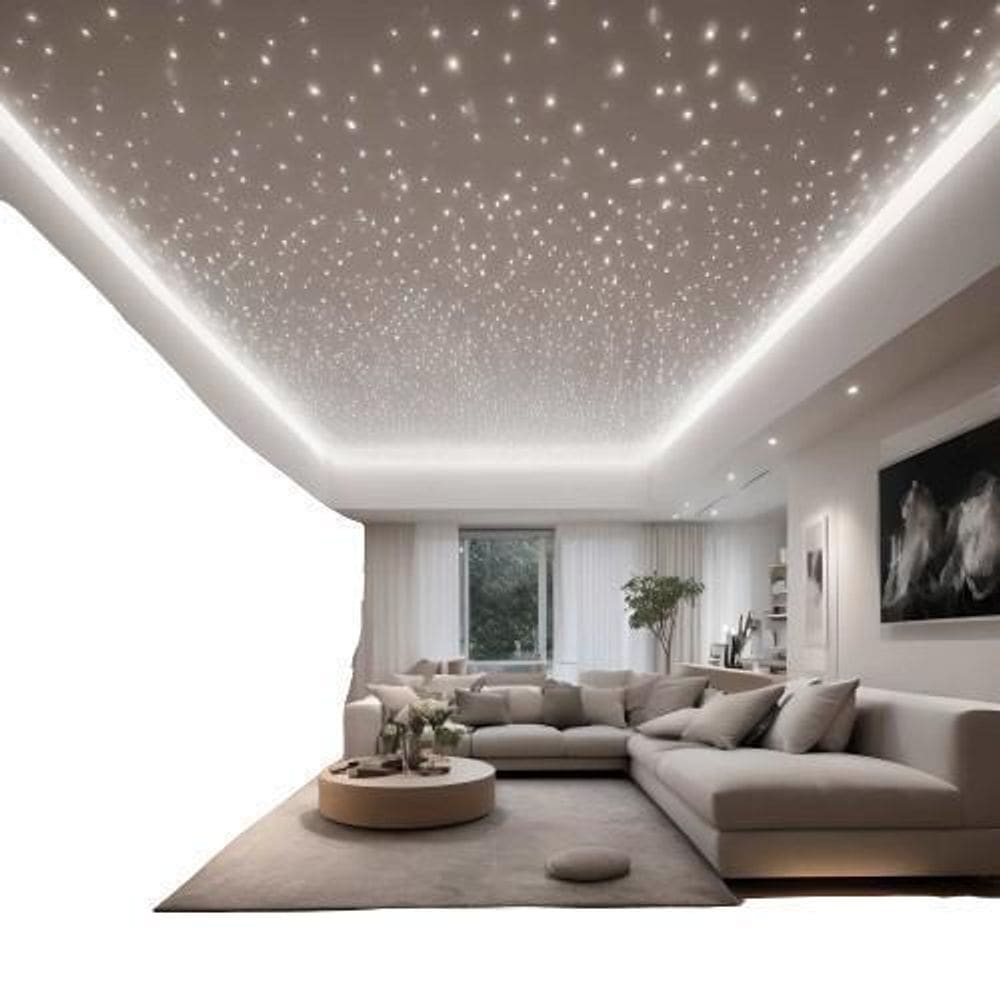 Kit Branco 200 Fibra Ótica Iluminação Teto Luz Ambiente