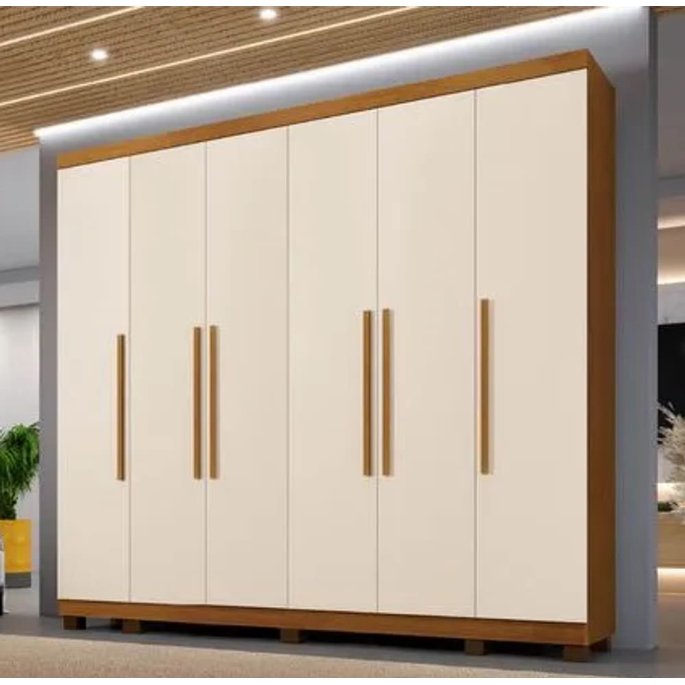 Guarda Roupa Casal 6 Portas Atlanta Benetil Móveis - Cinamomo/Off