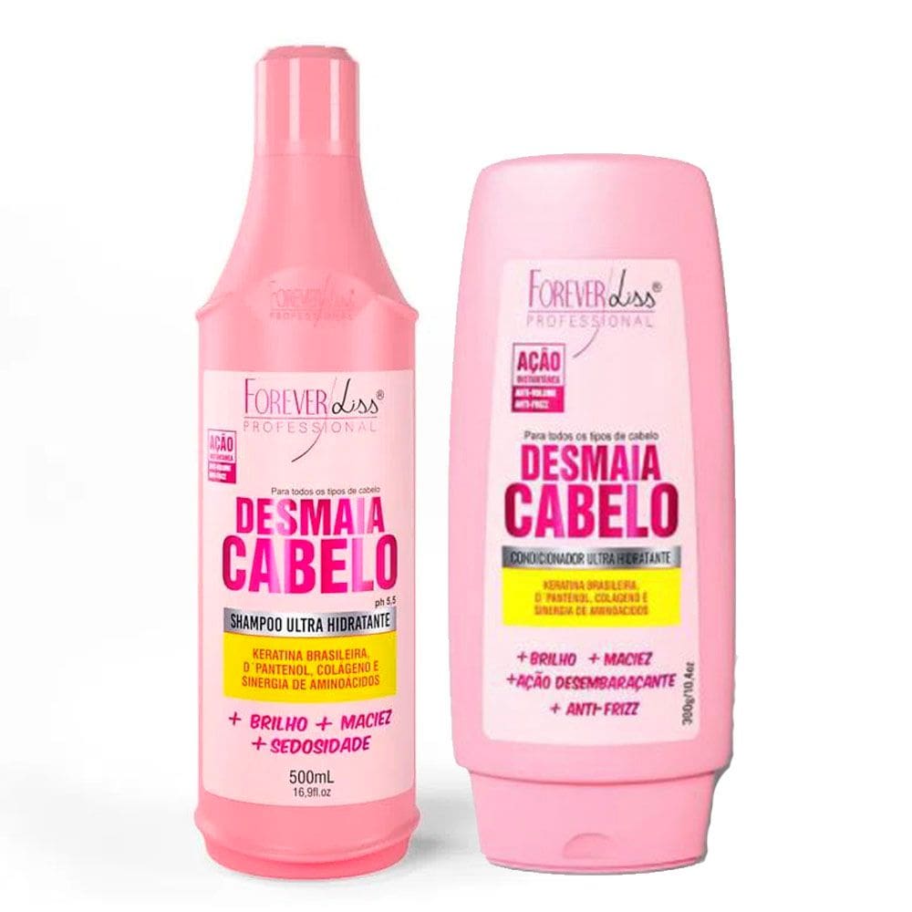 Kit Desmaia Cabelo Shampoo 500ml e Condi. 300g Forever Liss