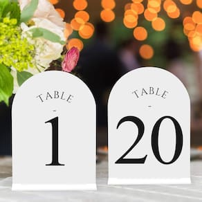 Números de mesa JOYIT Arch Acrylic 1-20 com suportes de 5 x 7 polegadas e 20 unidades