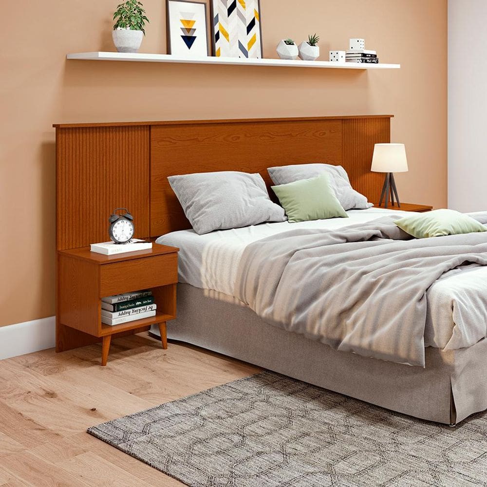 Cabeceira Queen com 2 Mesas de Apoio Like 2 GV Frassino