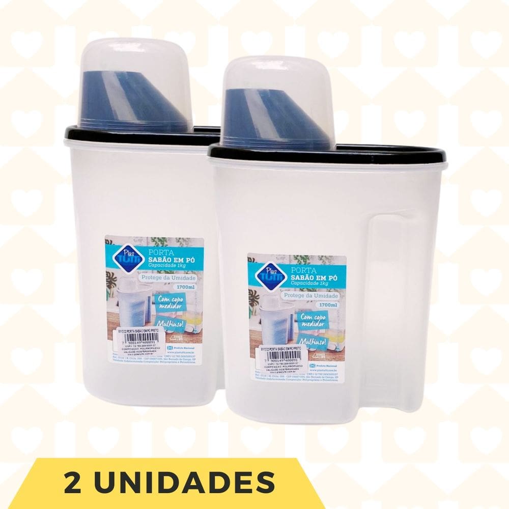 Porta Sabão com Copo Medidor Amaciante Lavanderia 2 Unidades