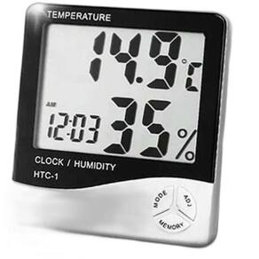 Termo Higrômetro Medidor Temperatura Umidade Relógio Digital