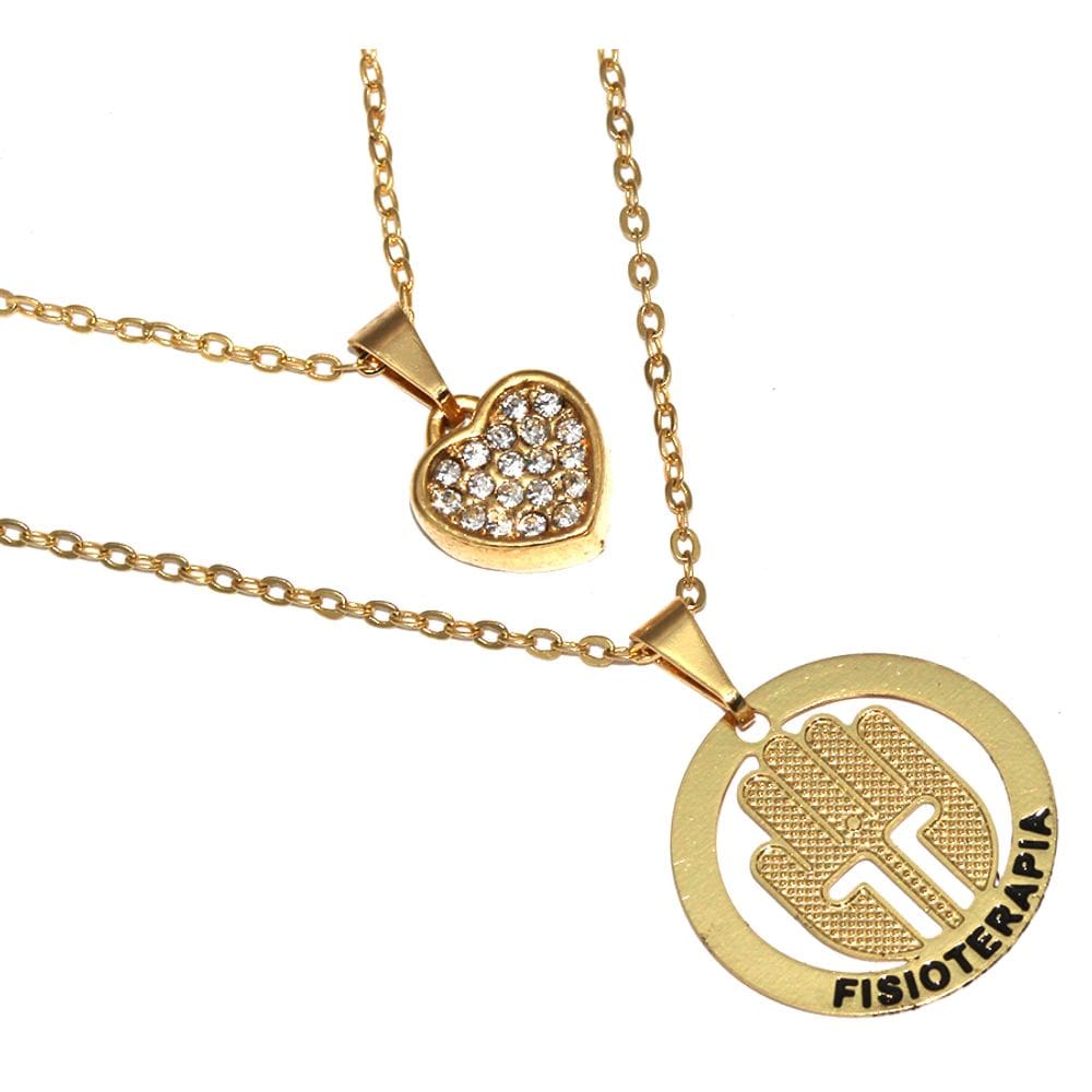 Colar Cordão Profissão Fisioterapia Folheado Ouro 18k