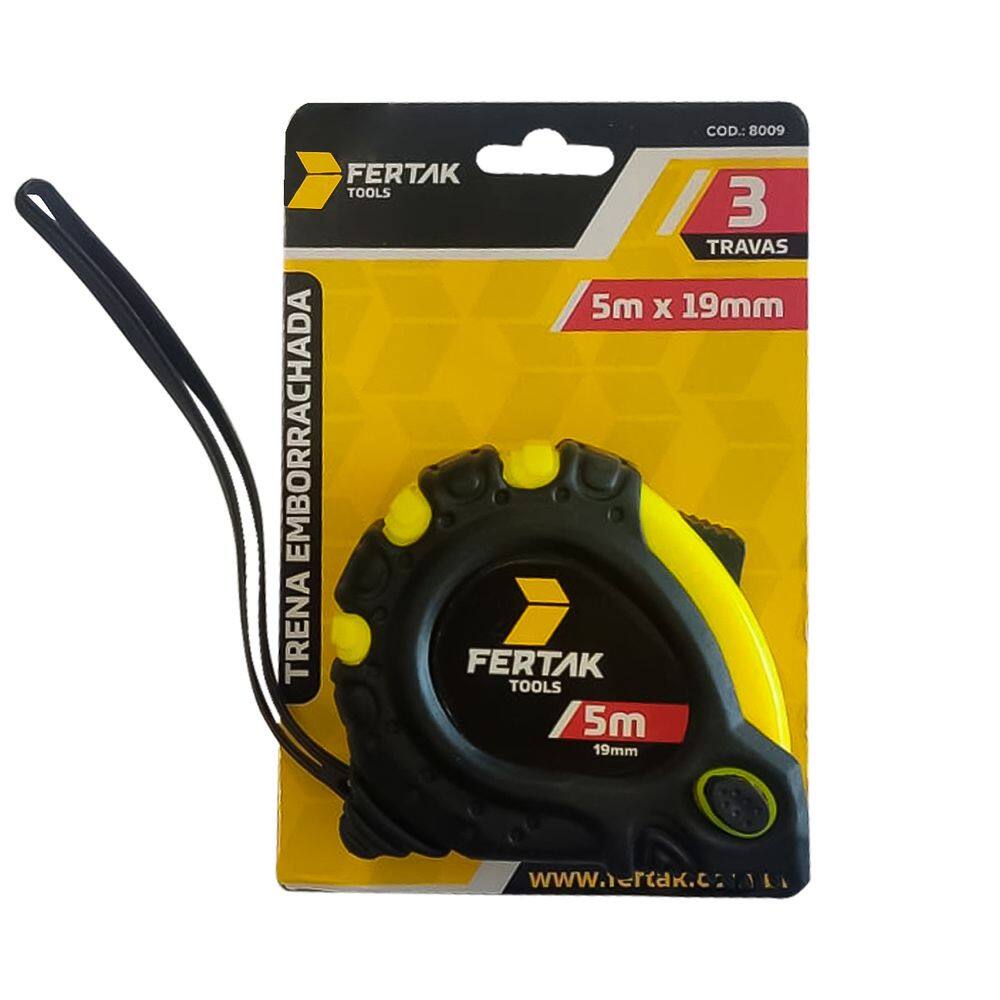 Trena de Medição Profissional Emborrachada 5mx25mm Presilha para cinto Fertak