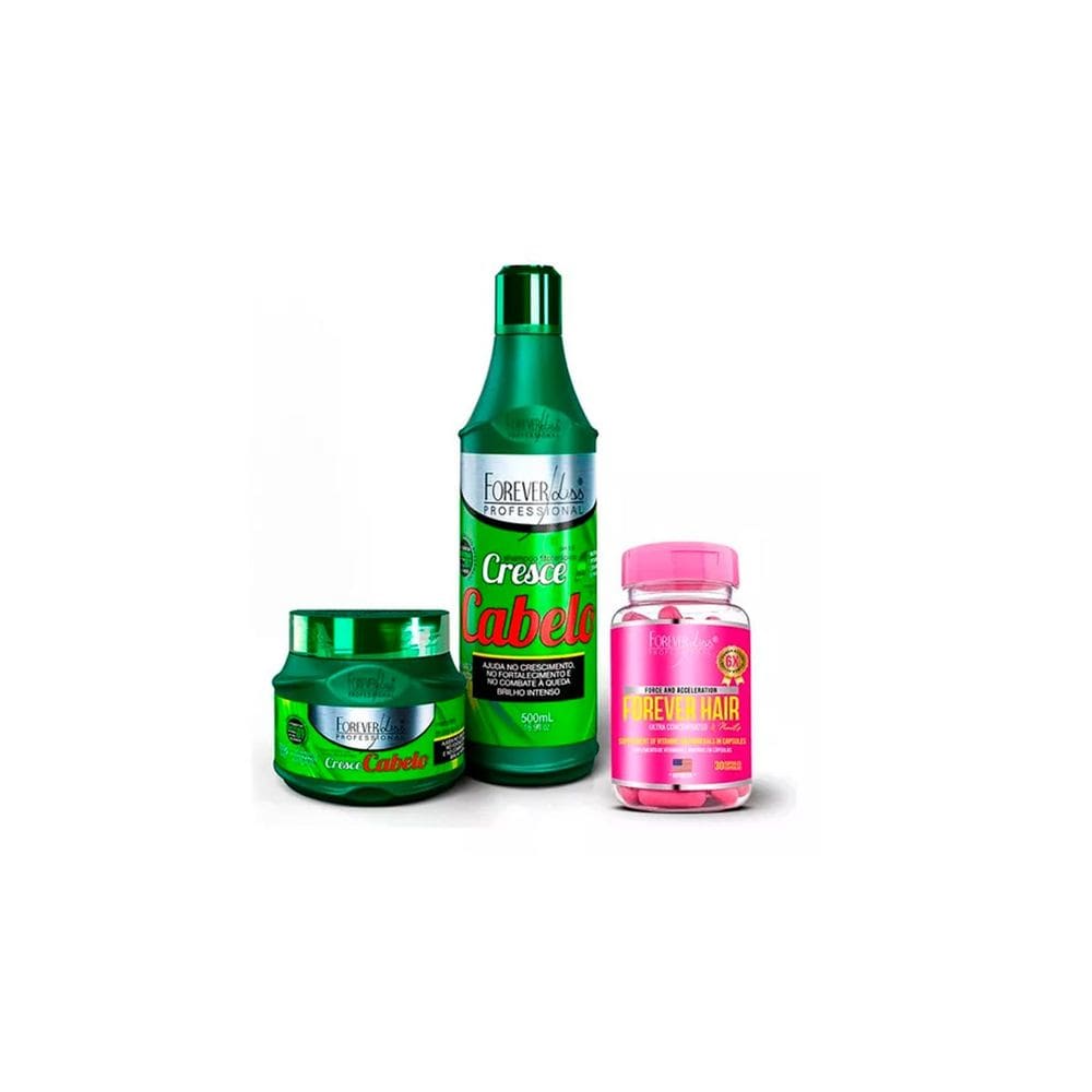 Kit Cresce Cabelo Shampoo Masc. e Forever Hair Forever Liss