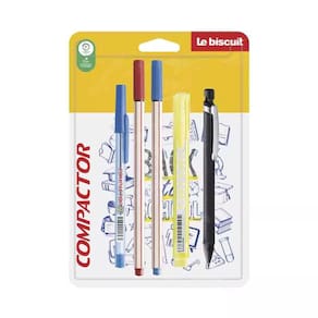 Kit Escrita Compactor 2 Canetas Fine, 1 Caneta Esferográfica, 1 Marcador e 1 Lapiseira Exclusivo Le