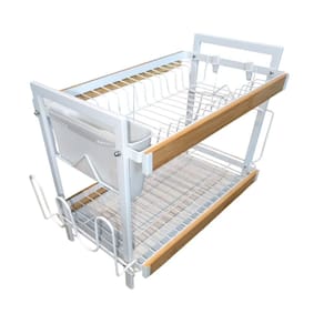 Escorredor de Louças 2 Andares Aço Inox e Madeira