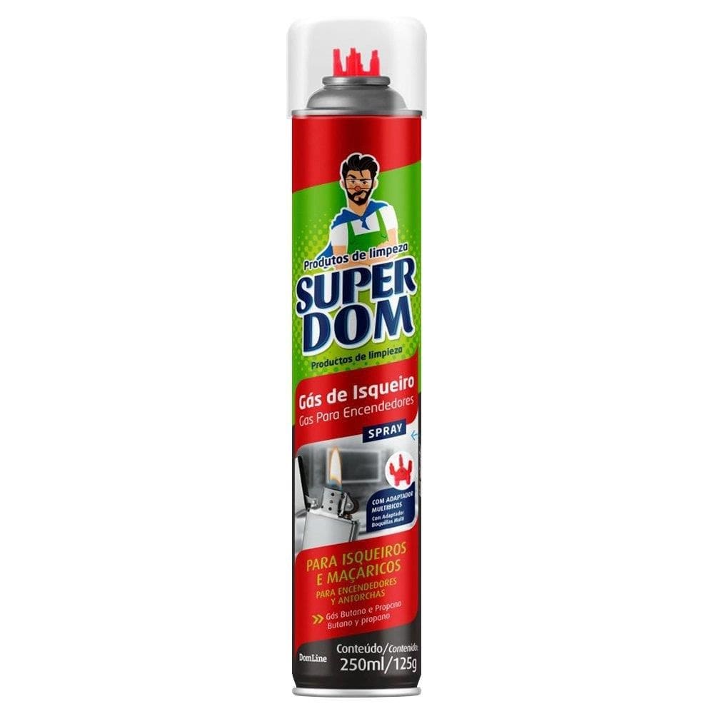 Gas P/Isqueiro/Macarico Superdom Spray 250Ml Multi Bicos