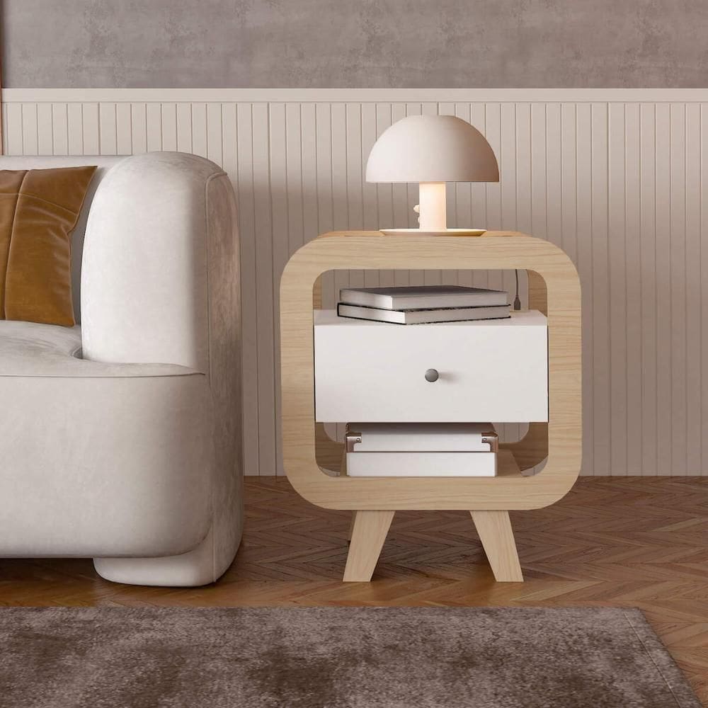 Mesa Auxiliar Nice Com Entrada Usb Nature Branco