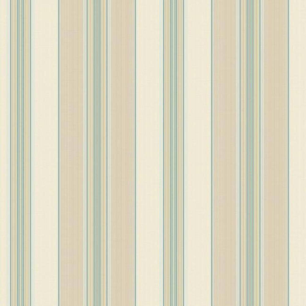 Papel De Parede Waverly Stripes Lovers Lane Bege-azul Wa7782 - Rolo 10m X 0,52m
