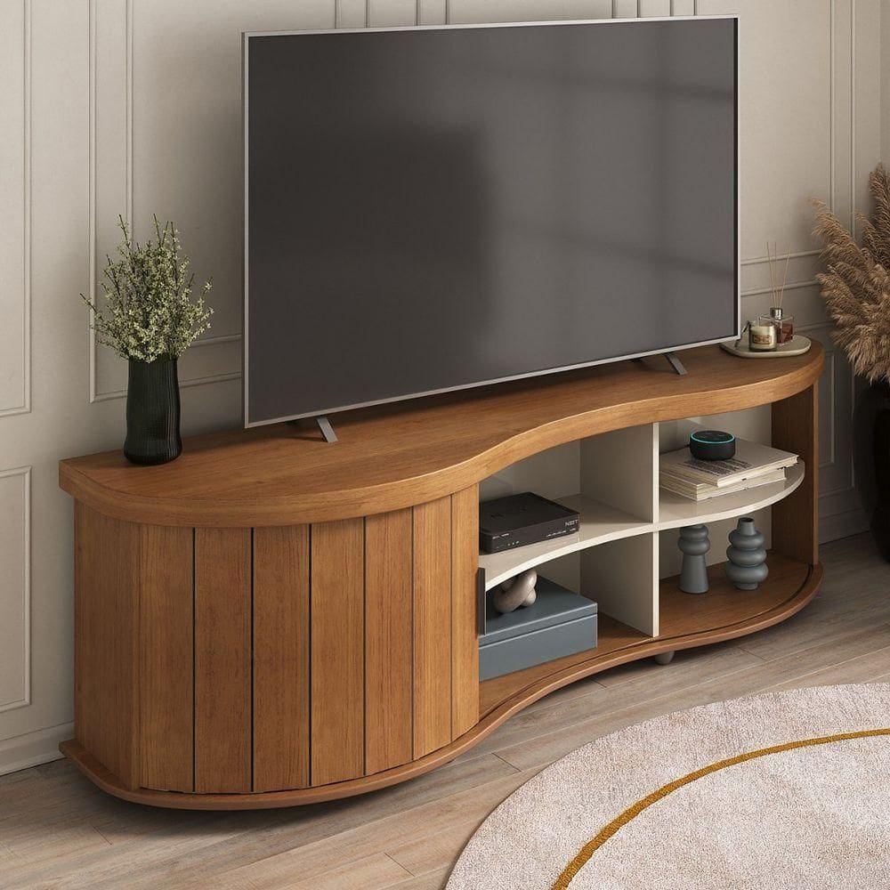 Rack De Sala Para Tv 75 Artely Magnum Cinamomo Off White