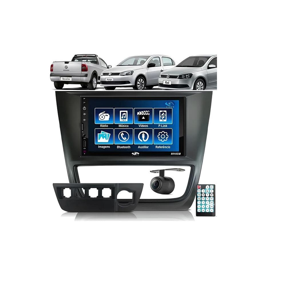 Kit Multimidia Gol Voyage Saveiro G6 13 / 16 7 Pol Mp5 Bt Usb Fm Leitor SD Espelhamento