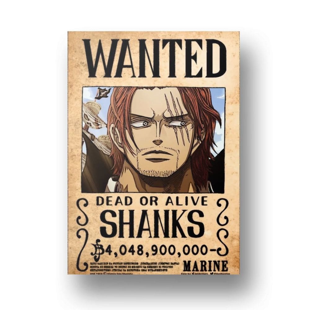 Placa Metal Decoração cartaz procurado Shanks Ruivo OnePiece