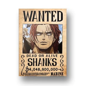 Placa Metal Decoração cartaz procurado Shanks Ruivo OnePiece