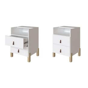 Kit 2 Mesas de Cabeceira 2 Gavetas Domus Yescasa Branco