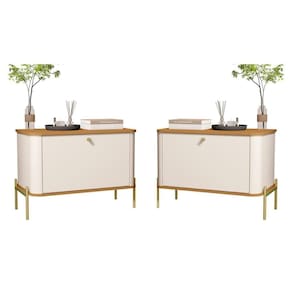 Jogo De Mesa De Cabeceira Sofia Off White Nature Dourado