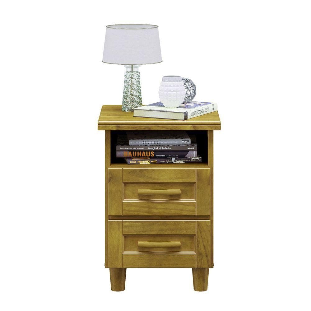 Mesa De Cabeceira Berlim Com 2 Gavetas Madeira Pinus Mel - Cavazotto
