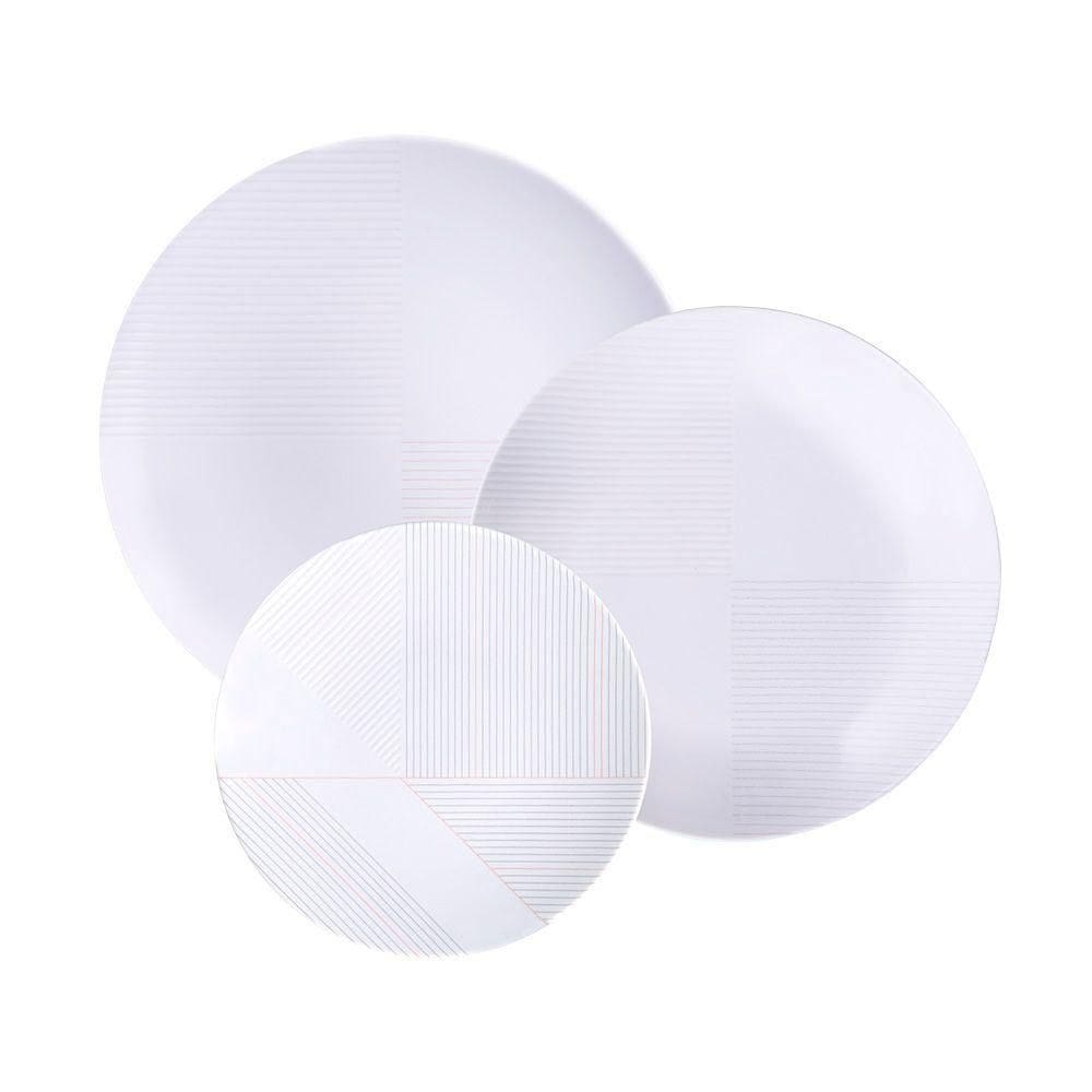 Jogo De Pratos Tramontina Grid 12 Peças Em Porcelana Decorada Decorado 96589031