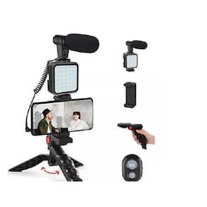 Tripé Celular Suporte Led E Microfone BT Video-Making