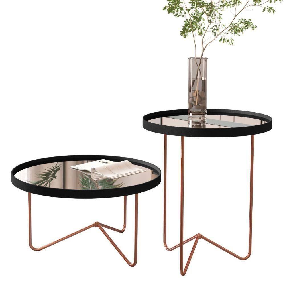 Jogo De Mesas Lechtestein Preto Bronze