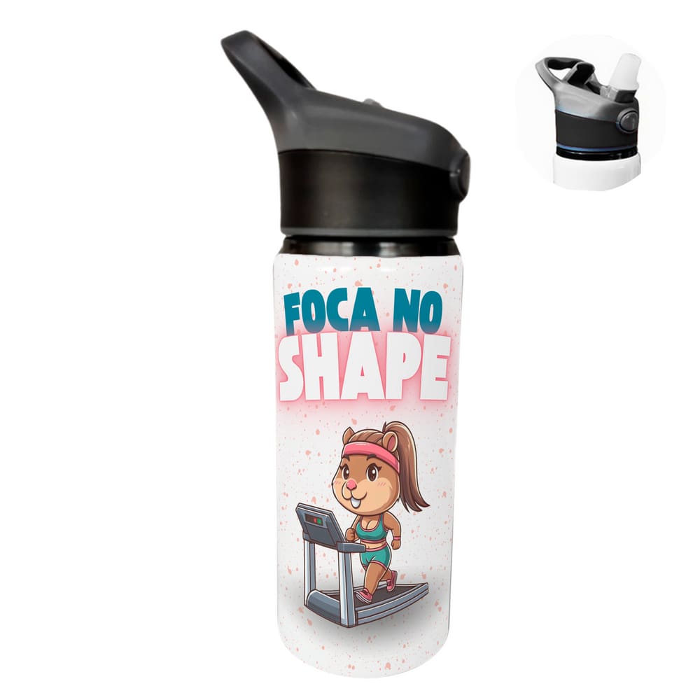 Garrafa Squeeze 600ml Capivara Academia Foca no shape
