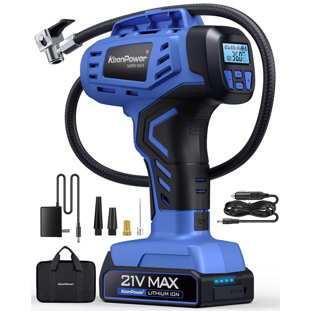 Inflador de pneus KeenPower Smart Cordless 160PSI com recarregável