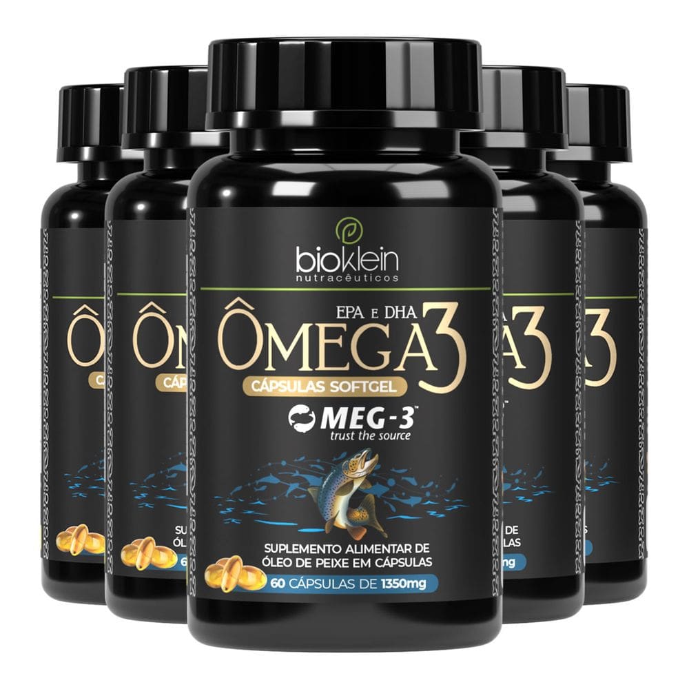 Kit 6 Ômega 3 Meg-3 60 Cápsulas Softgel Super EPA DHA - Bioklein