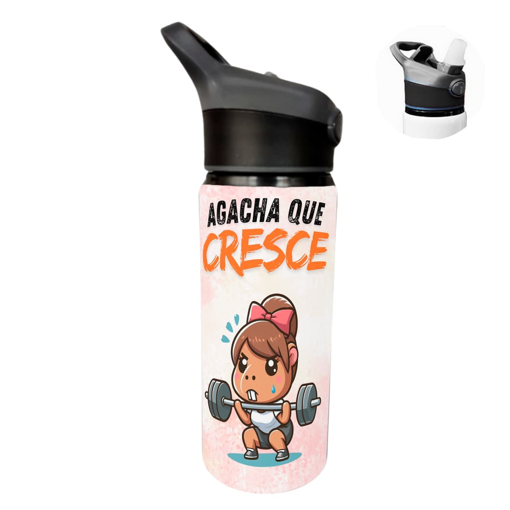 Garrafa Squeeze 600ml Capivara Academia Agacha que cresce