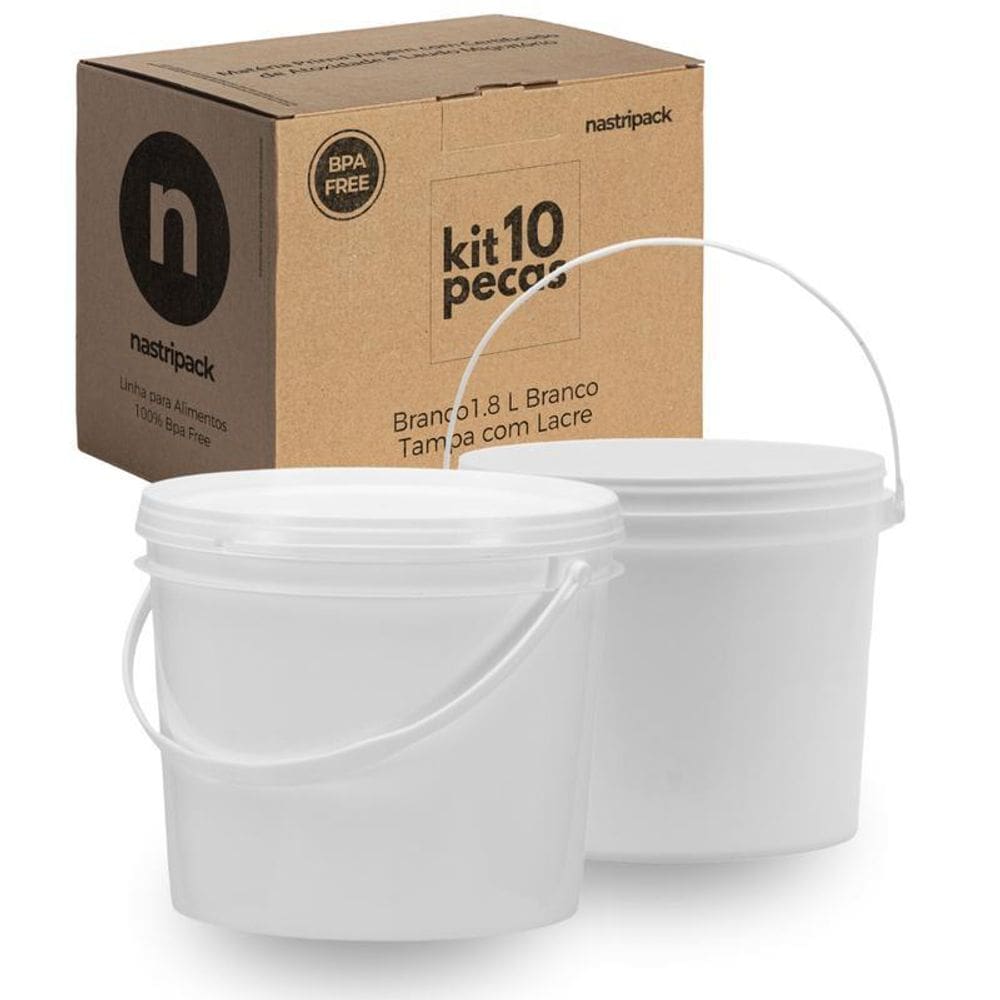 Balde 1.8 Litros Branco Para Brinquedos 10 Pçs