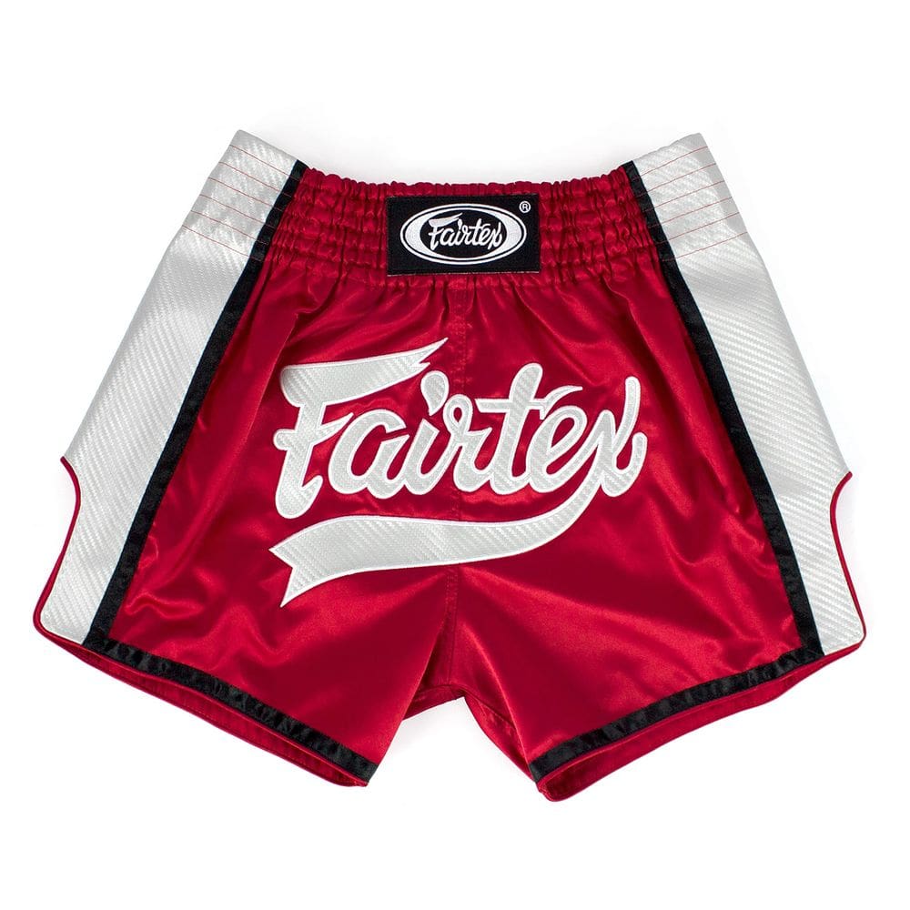 Shorts de boxe de Muay Thai Fairtex BS1704 vermelho/branco (L)