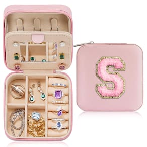 Caixa de joias Parima Travel Essentials Letter S rosa