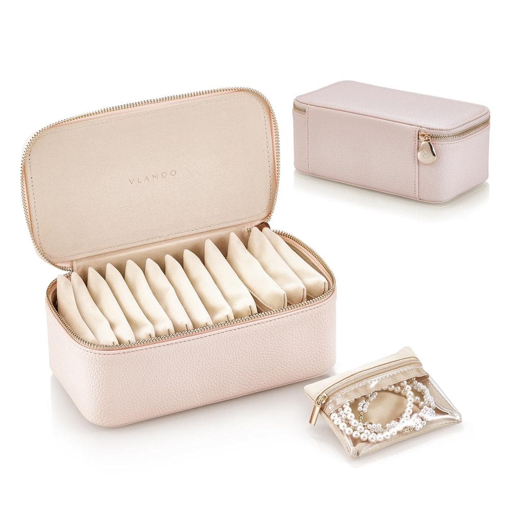 Organizador de caixas de joias Vladimir Travel com 12 bolsas Rosy Mauve