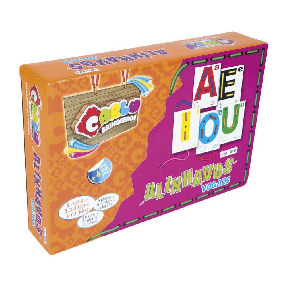 Jogo Educativo Alinhavos Vogais 5 Peças Em Mdf, Idade 4 +