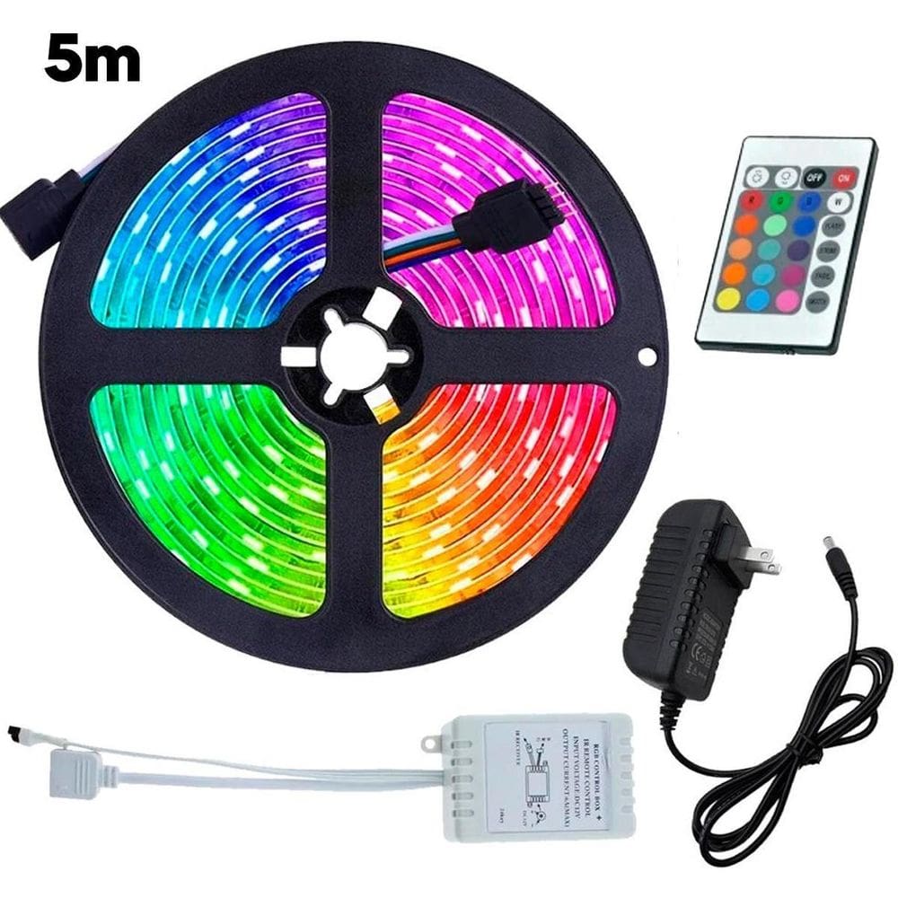 Fita Led Rgb 5M Brilho Neon Fonte Iluminação Multicores