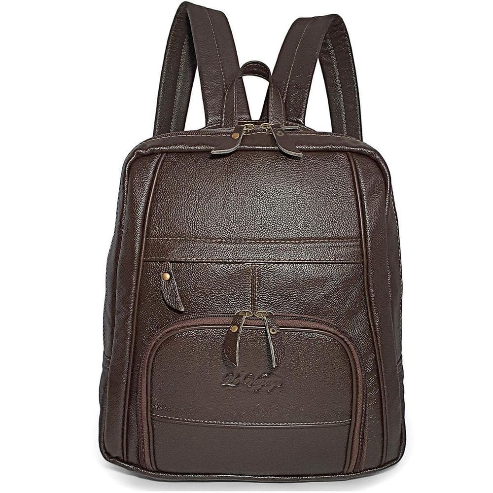 Mochila Feminina Slim Compacta De Couro Para Notebook 14``