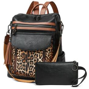 Mochila Shrie Fashion Leather para mulheres, preta