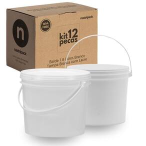 Balde 1.8 Litros Branco Para Passar Pano 12 Pçs