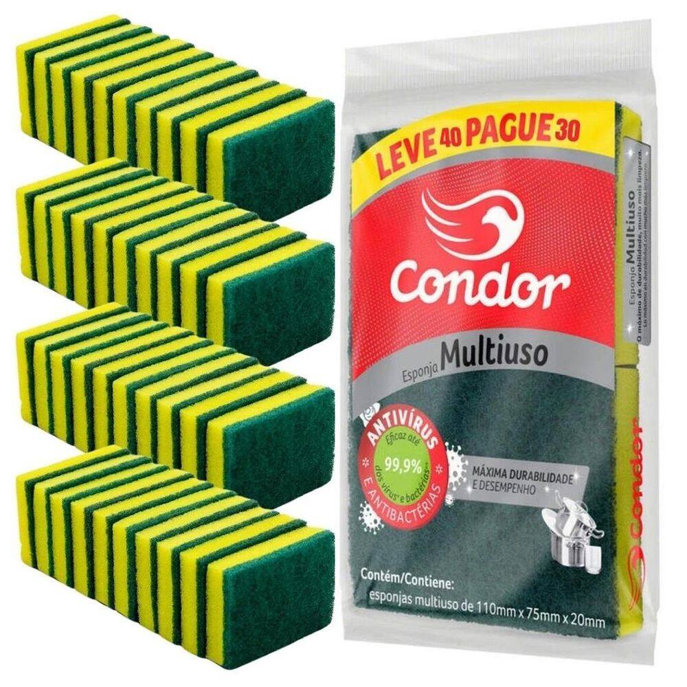 Kit 40 Unidades Esponja Bucha Multiuso Condor 10 Pacotes X 4
