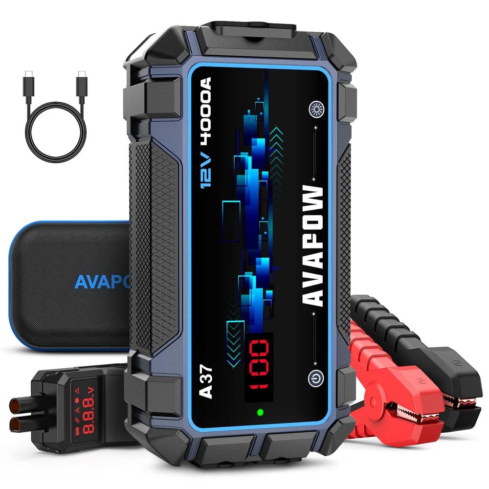 Bateria de carro Jump Starter AVAPOW A37 4000A Peak 12V 10L
