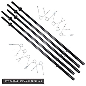 Barra Body Pump 130 Musculação 5 Unid + 10 Presilhas Treino