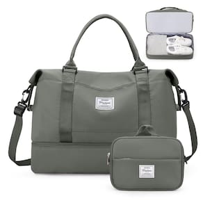 Bolsa Weekender SYCNB para mulheres com compartimento para sapatos verde oliva