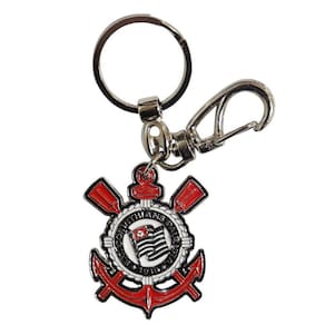 Chaveiro Corinthians Metal Brasão Mosquetão Prateado Oficial