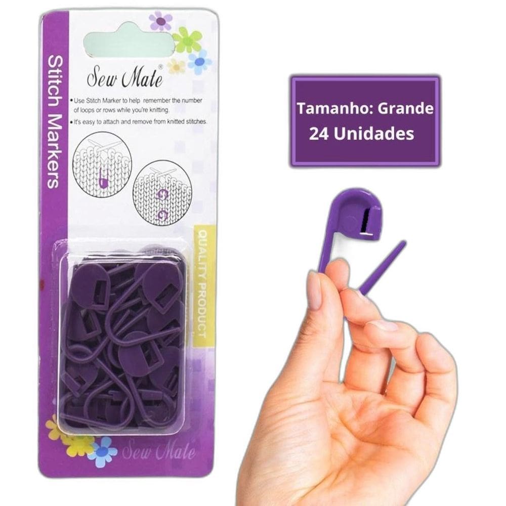 Marcadores De Pontos Cadeado Para Tricô Sew Mate Grande C/24