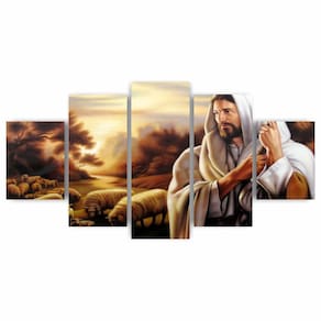 Kit Quadros Mosaico Mdf Jesus Bom Pastor 115X60Cm