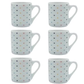 Jogo 6 xícaras café tradicional 55ml Poá Colorido - Porcelana