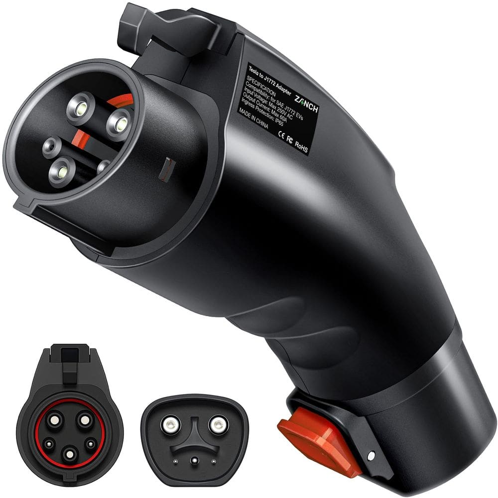 Adaptador Zanch Tesla para J1772/CCS1 EVs 60A 250V AC - Preto