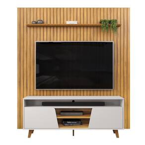 Painel TV 75 Pol Ripado 223cm e Bancada Elaine D04 Cedro/Bal - Mpozenato
